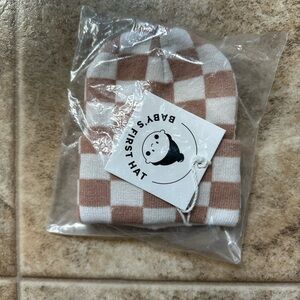 SpearmintLOVE Baby’s First Hat- Brown and White Checkered beanie